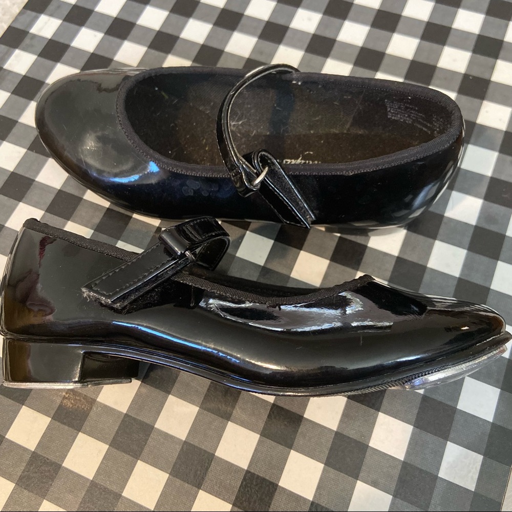 ABT Tap Dance Shoes Black Velcro Strap Girls Toddler Size 10 1/2
